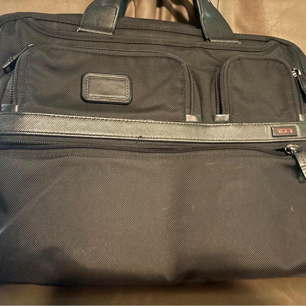 Tumi Black Briefcase with Ballistic Nylon and Sleek Design